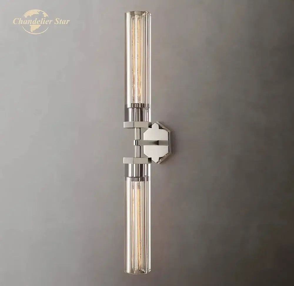 Modern black crystal hexagonal sconce for living room