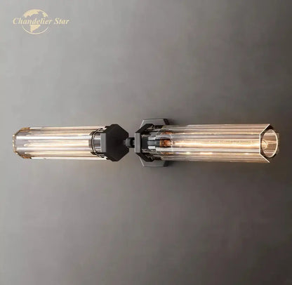 Modern black crystal hexagonal sconce for living room