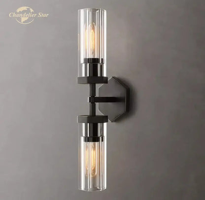 Modern black crystal hexagonal sconce for living room