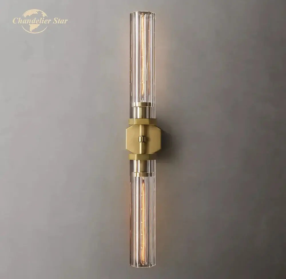 Modern black crystal hexagonal sconce for living room