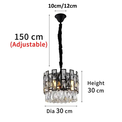 Modern black crystal led chandelier dining room light