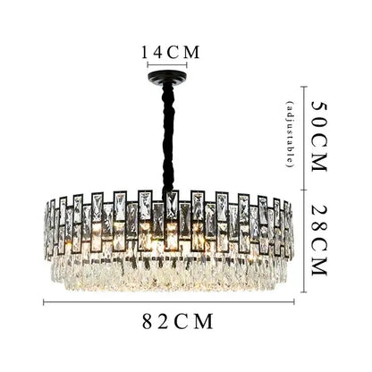 Modern black crystal led chandelier dining room light