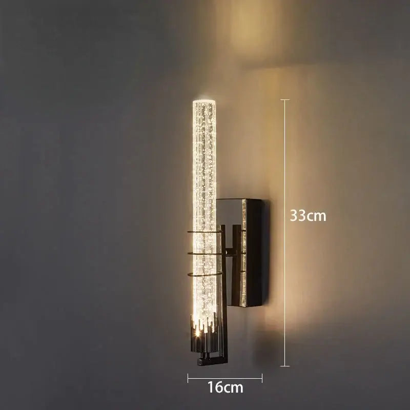 Modern black crystal wall light bedroom led sconce
