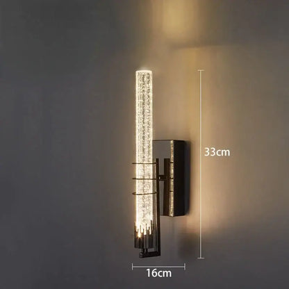 Modern black crystal wall light bedroom led sconce