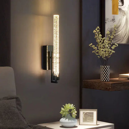 Modern black crystal wall light bedroom led sconce