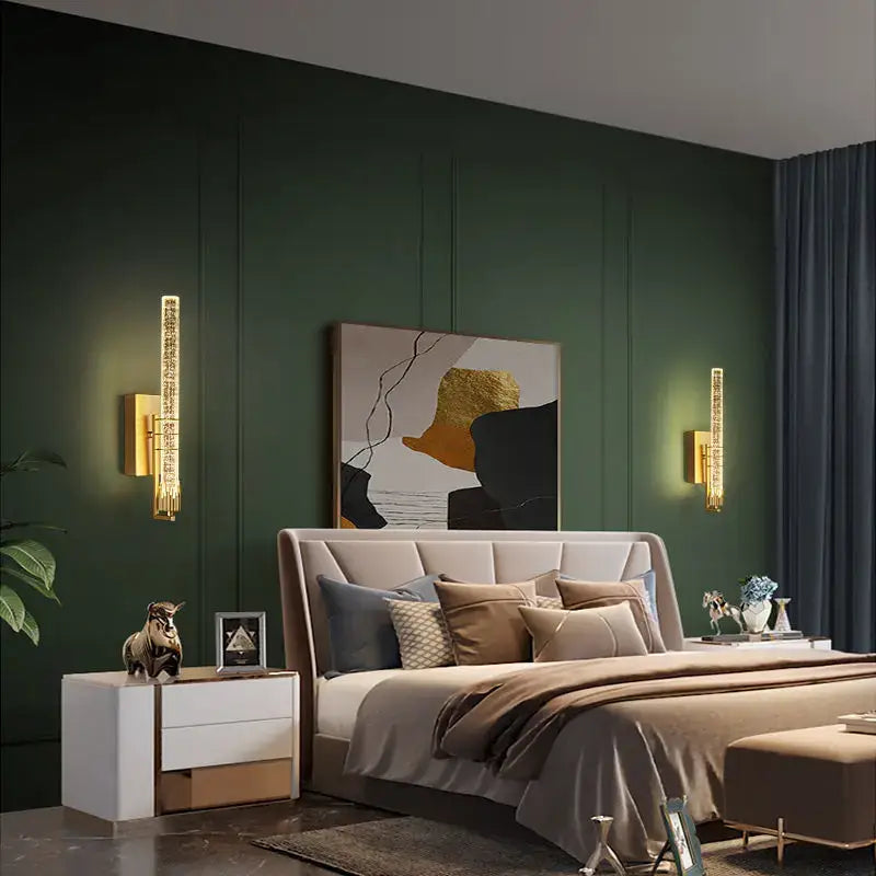 Modern black crystal wall light bedroom led sconce