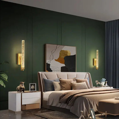 Modern black crystal wall light bedroom led sconce