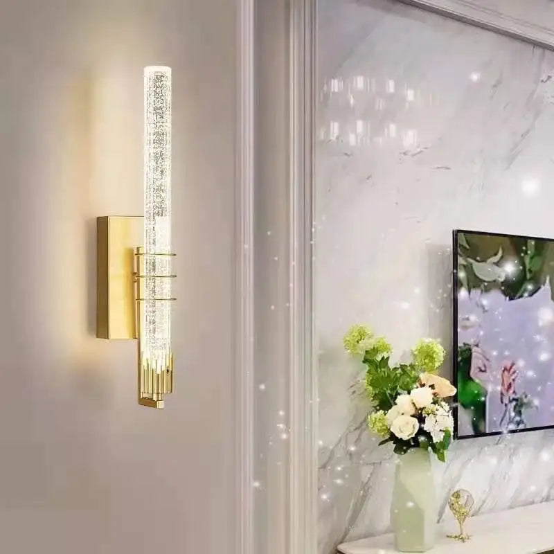 Modern black crystal wall light bedroom led sconce