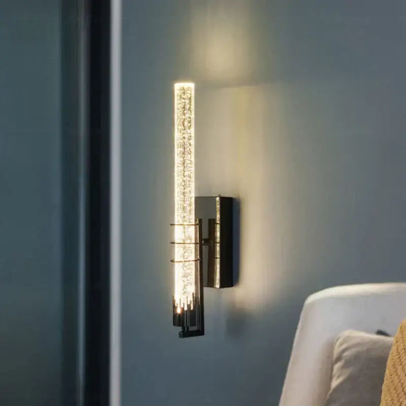 Modern black crystal wall light bedroom led sconce
