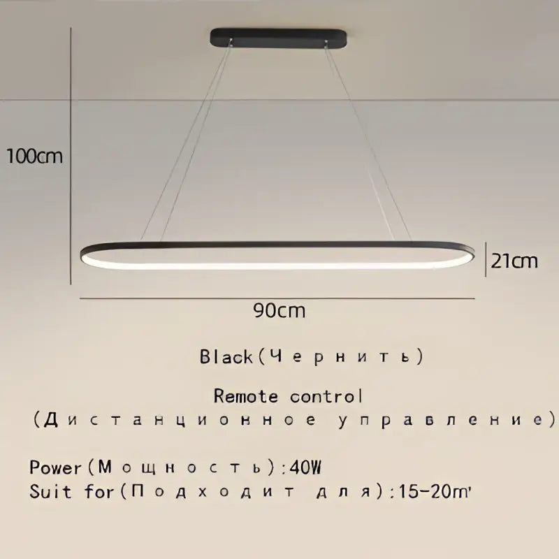 Modern black designer oval pendant lamp for dining room