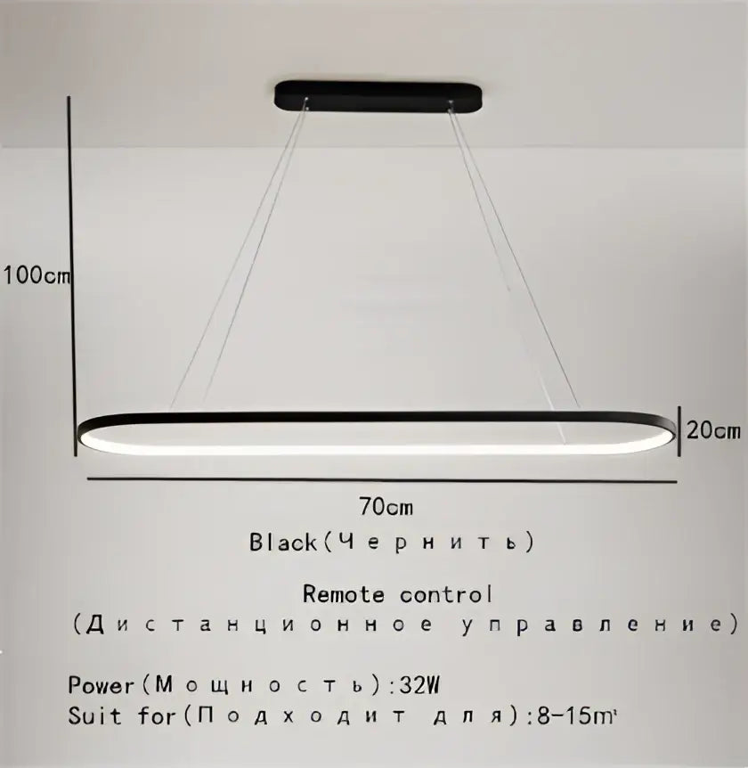 Modern black designer oval pendant lamp for dining room