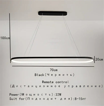 Modern black designer oval pendant lamp for dining room
