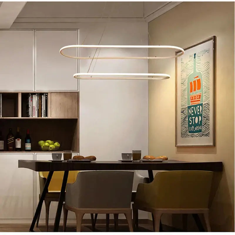 Modern black designer oval pendant lamp for dining room