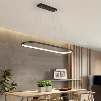 Modern black designer oval pendant lamp for dining room