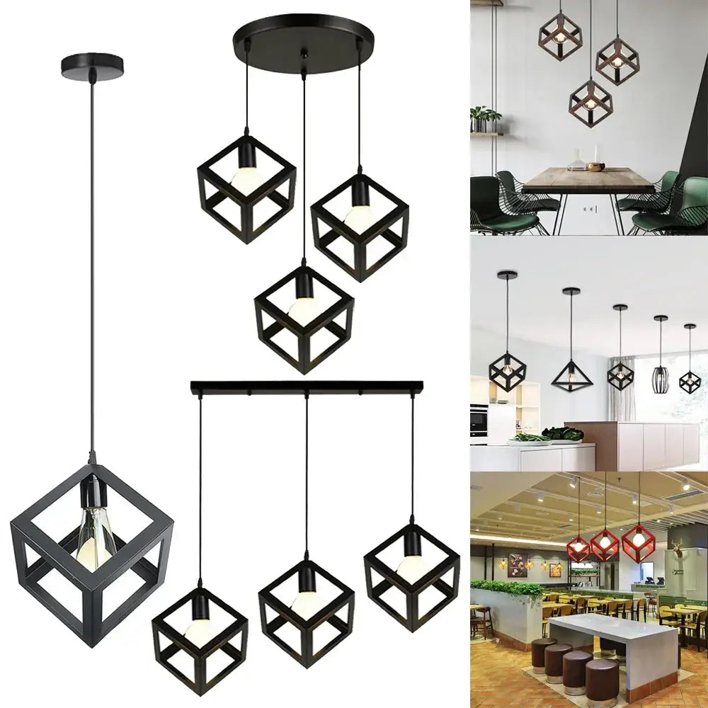 Modern black decorbites geometric led cube pendant kitchen light