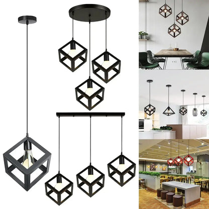 Modern black decorbites geometric led cube pendant kitchen light
