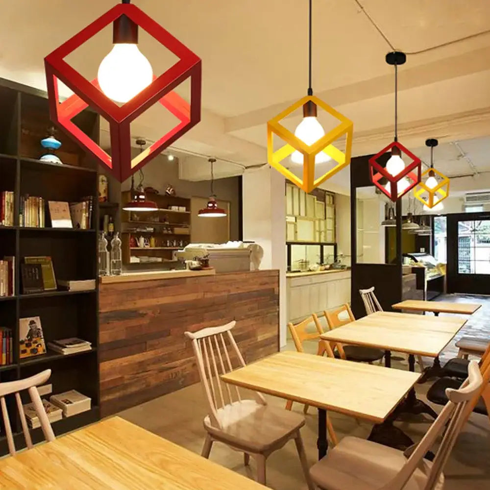 Modern black decorbites geometric led cube pendant kitchen light
