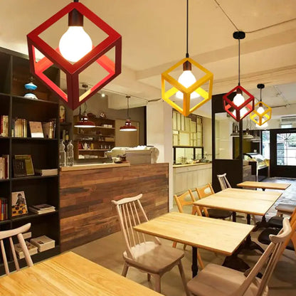 Modern black decorbites geometric led cube pendant kitchen light