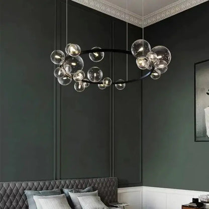 Modern black glass ball g9 led chandelier dining room