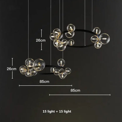 Modern black glass ball g9 led chandelier dining room