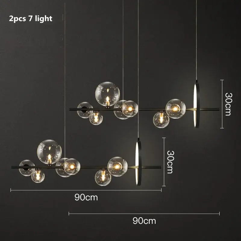 Modern black glass ball g9 led chandelier dining room