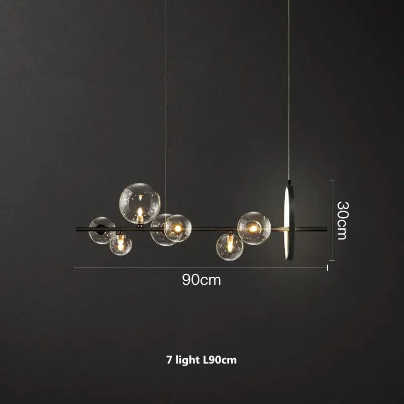 Modern black glass ball g9 led chandelier dining room