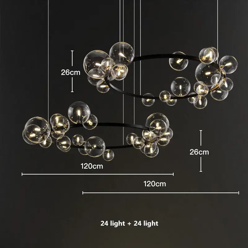Modern black glass ball g9 led chandelier dining room