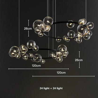Modern black glass ball g9 led chandelier dining room