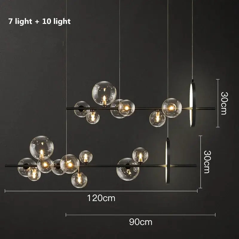 Modern black glass ball g9 led chandelier dining room