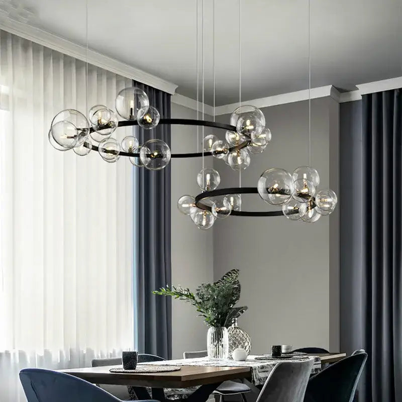Modern black glass ball g9 led chandelier dining room