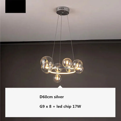 Modern black glass ball g9 led chandelier dining room