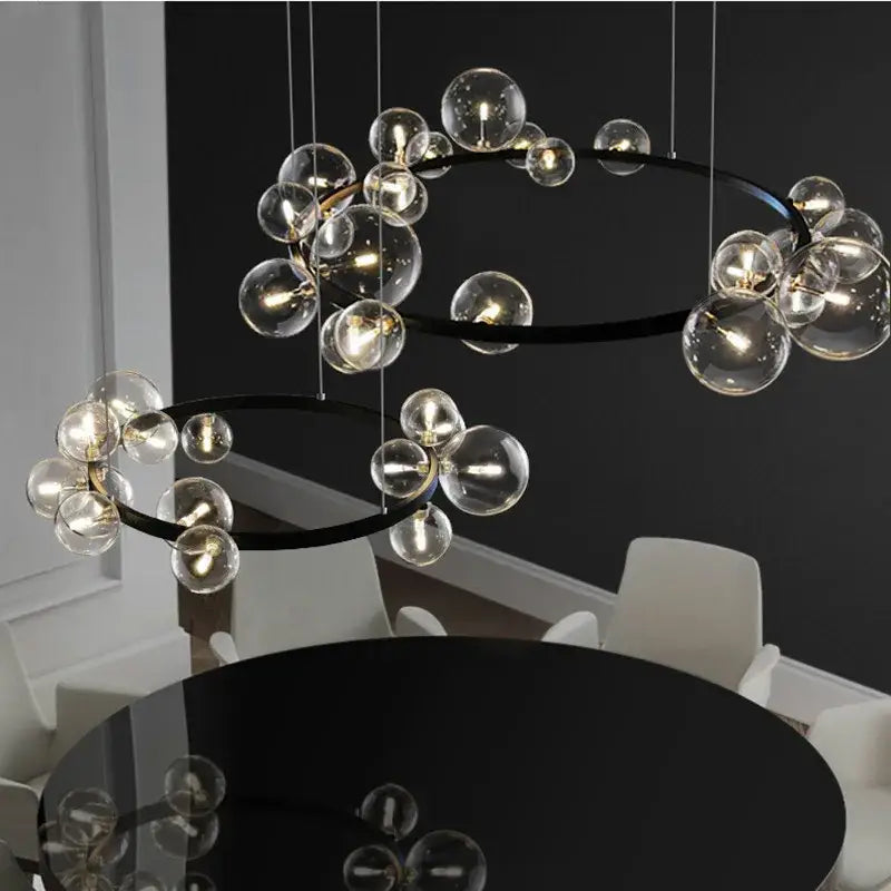 Modern black glass ball g9 led chandelier dining room