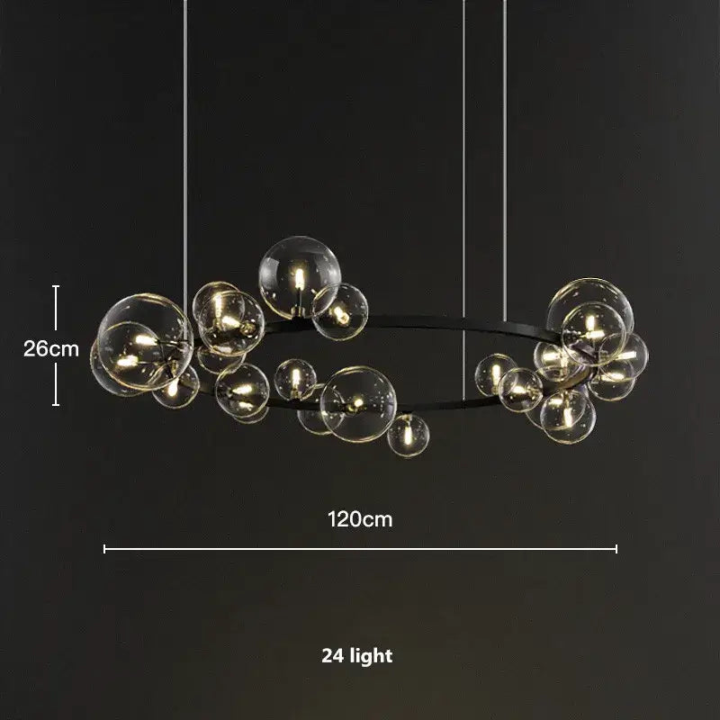 Modern black glass ball g9 led chandelier dining room