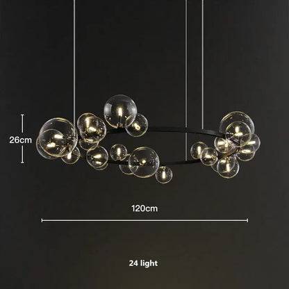 Modern black glass ball g9 led chandelier dining room