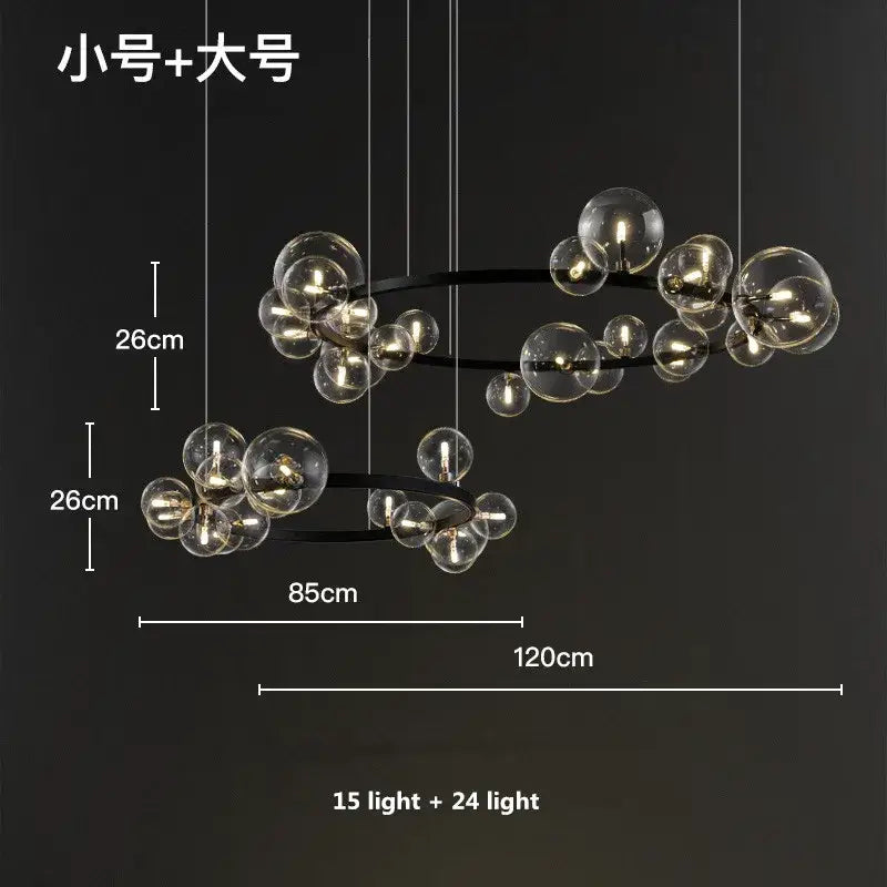 Modern black glass ball g9 led chandelier dining room