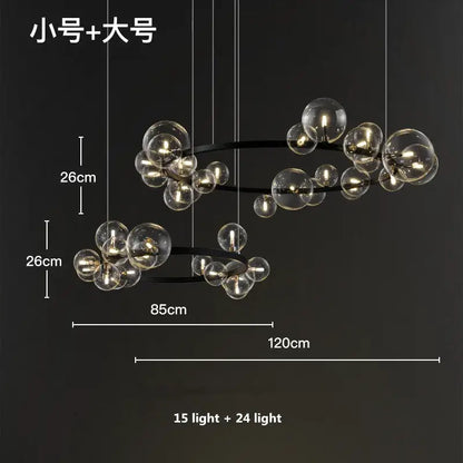Modern black glass ball g9 led chandelier dining room