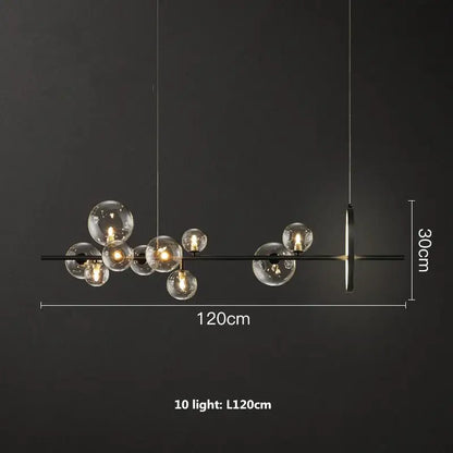 Modern black glass ball g9 led chandelier dining room