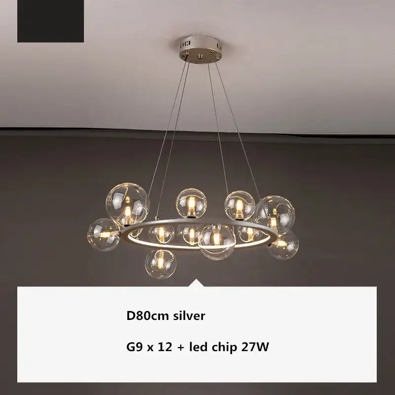 Modern black glass ball g9 led chandelier dining room