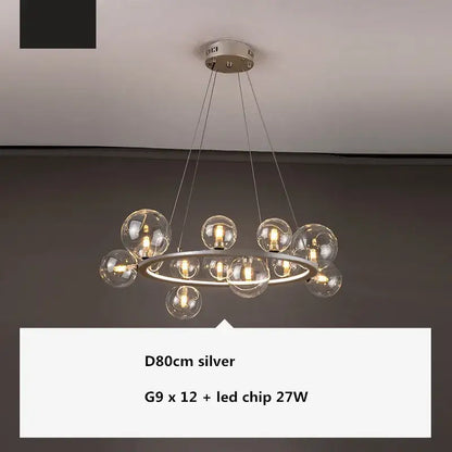 Modern black glass ball g9 led chandelier dining room