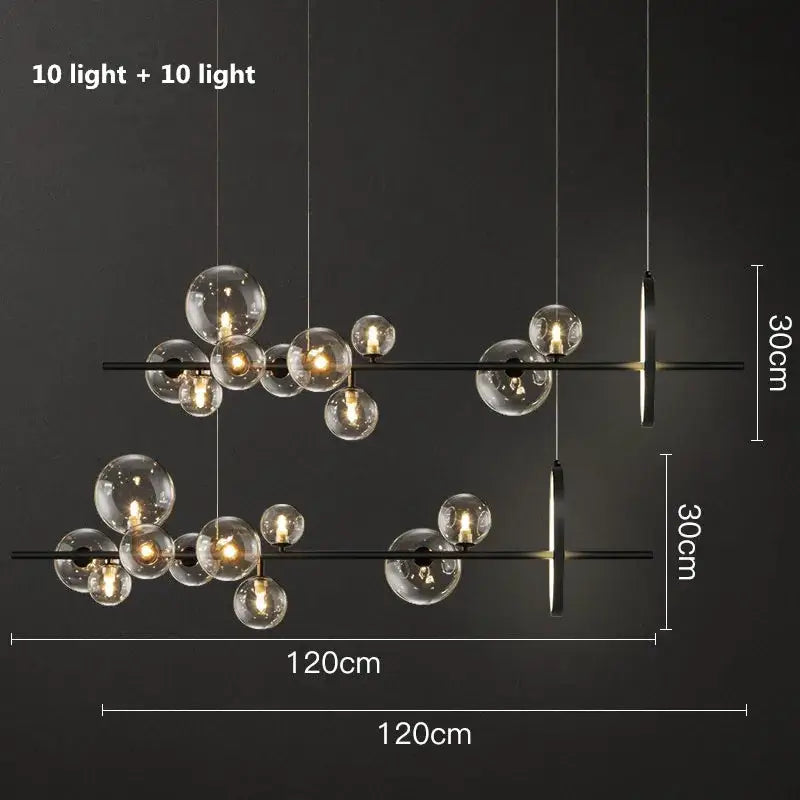 Modern black glass ball g9 led chandelier dining room