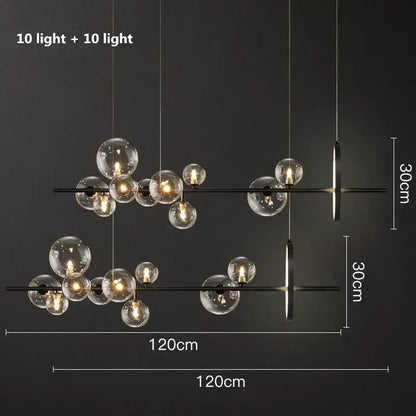 Modern black glass ball g9 led chandelier dining room