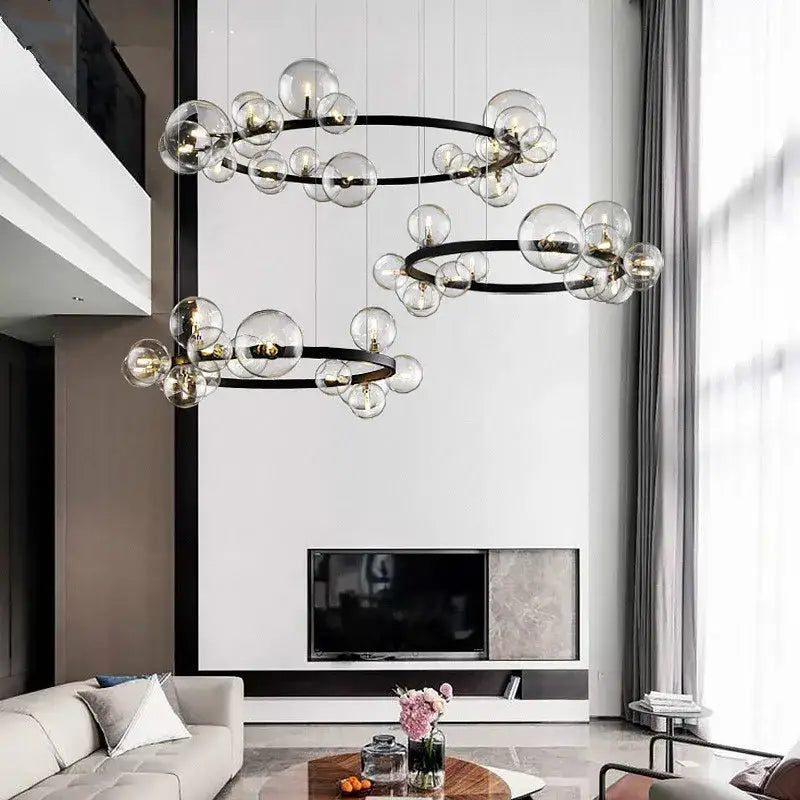 Modern black glass ball g9 led chandelier dining room