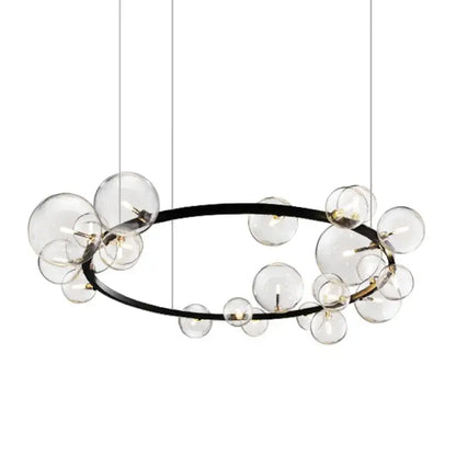 Modern black glass ball g9 led chandelier dining room
