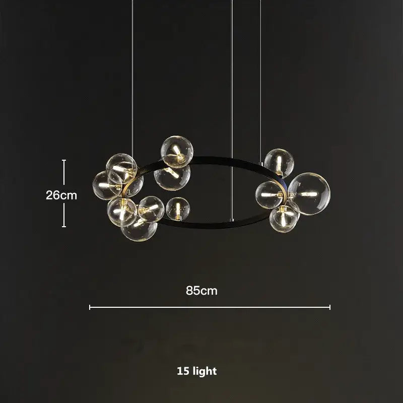 Modern black glass ball g9 led chandelier dining room