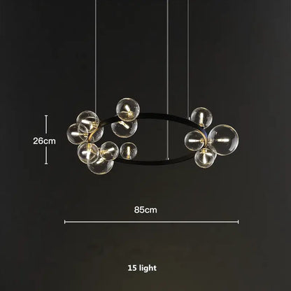 Modern black glass ball g9 led chandelier dining room