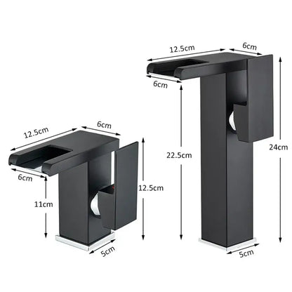 Modern black decorbites led waterfall bathroom sink faucet