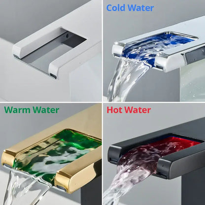 Modern black decorbites led waterfall bathroom sink faucet