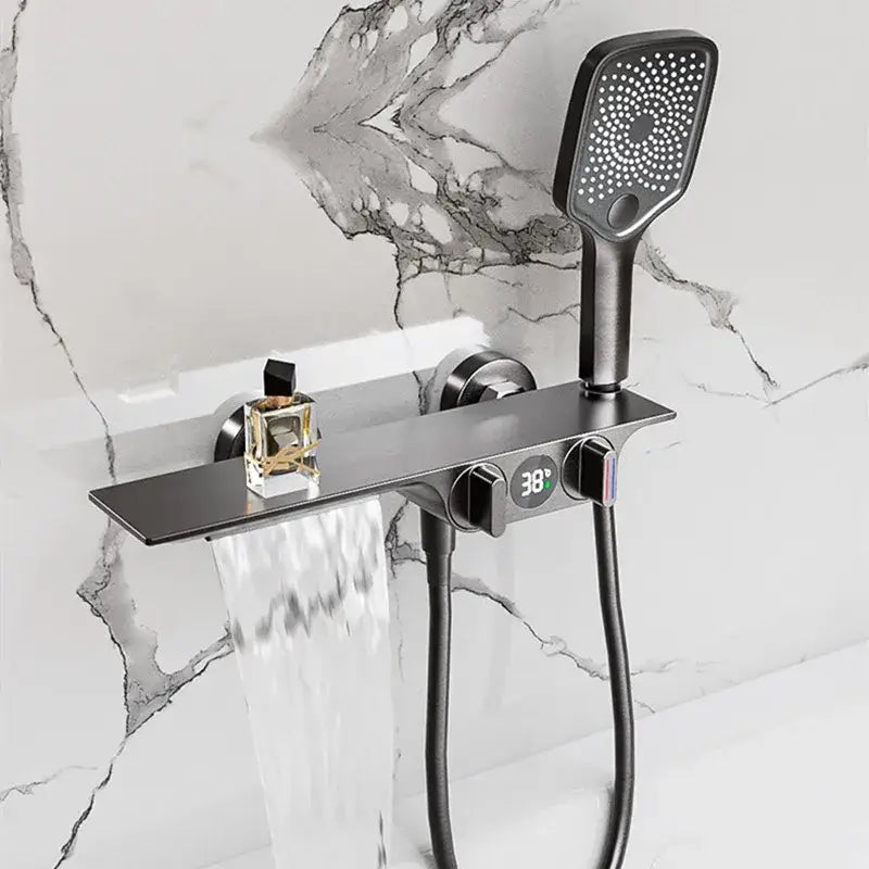 Modern black digital display shower mixer bathroom temperature panel