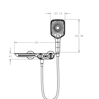 Modern black digital display shower mixer bathroom temperature panel