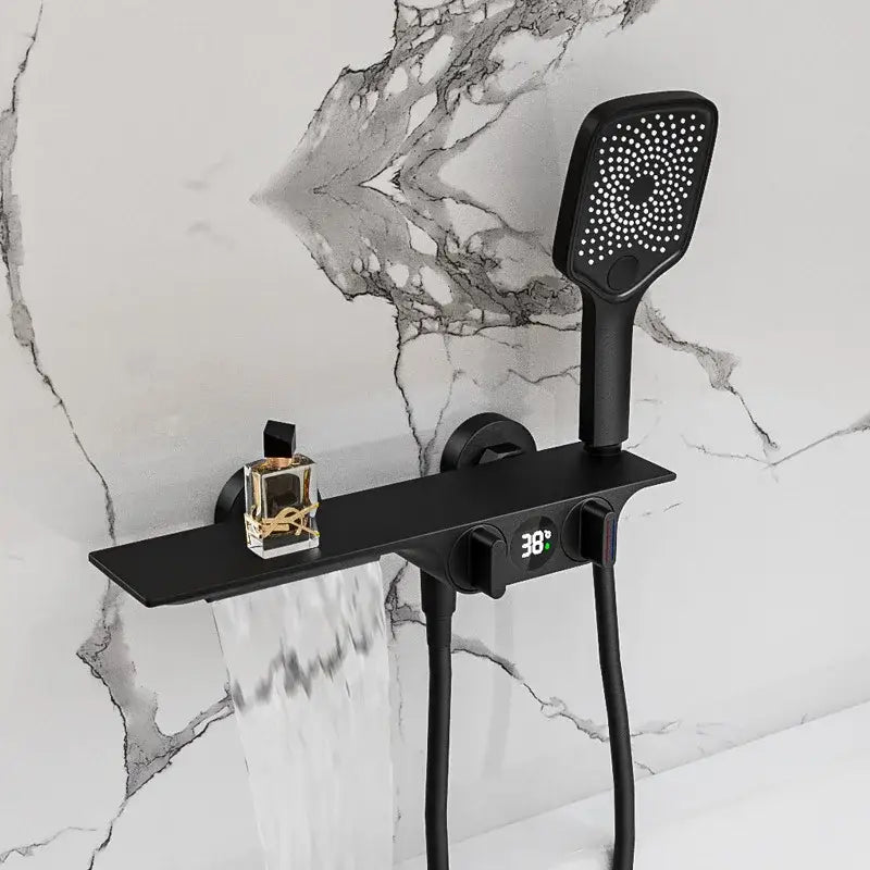 Modern black digital display shower mixer bathroom temperature panel
